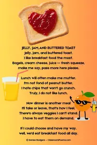 Everyone likes food poems because everyone likes food!  Read poems about breakfast foods and autumn corn.  With links to more sources of food poetry.  