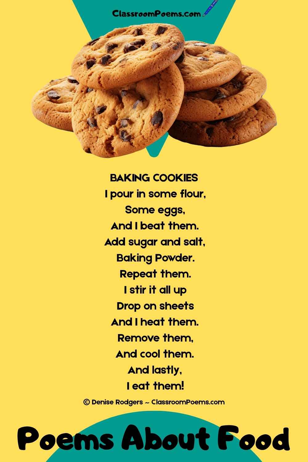 BAKING COOKIES, a food poem for kids by Denise Rodgers on ClassroomPoems.com.