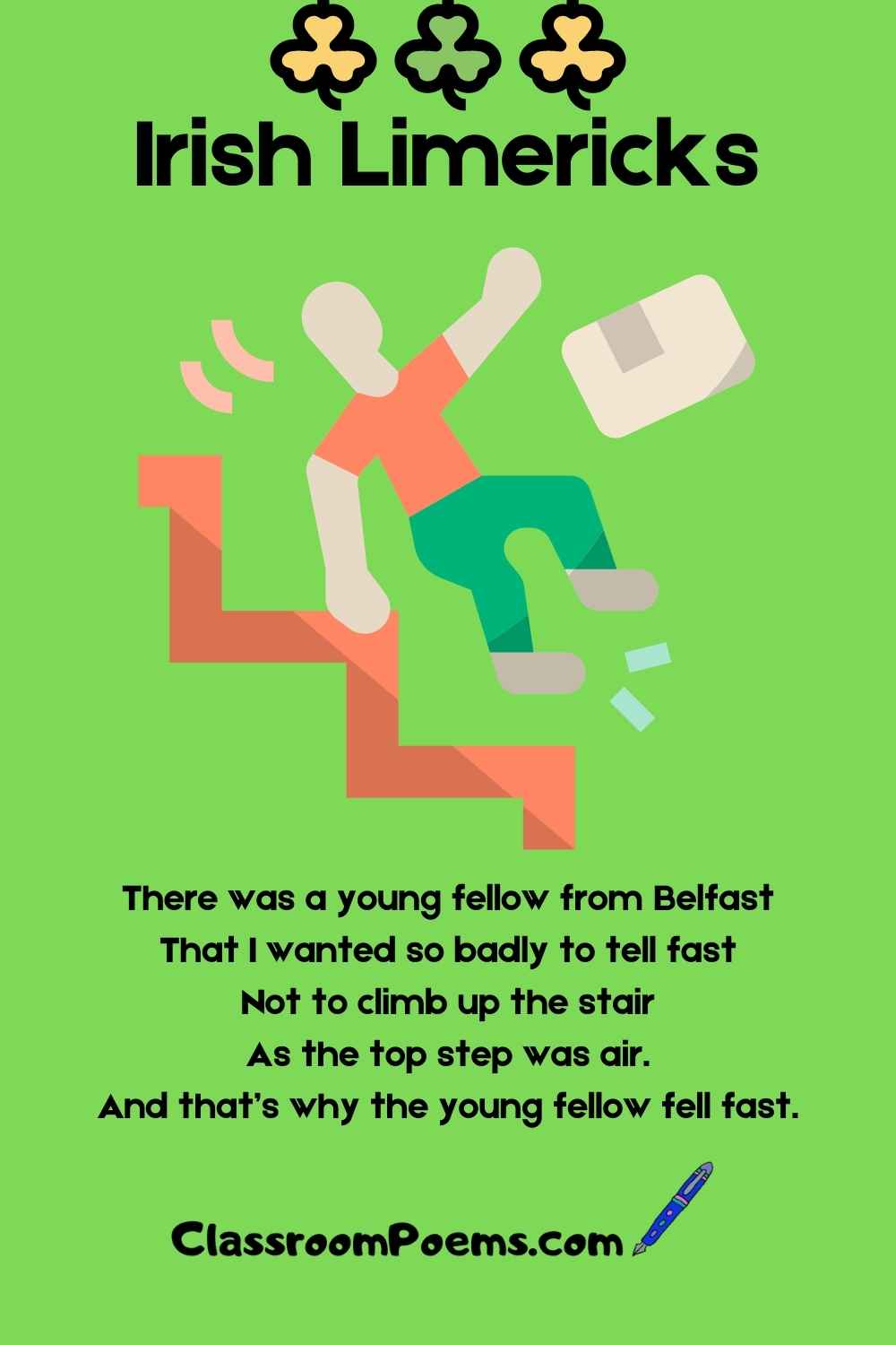 Irish Limericks for kids on ClassroomPoems.com.