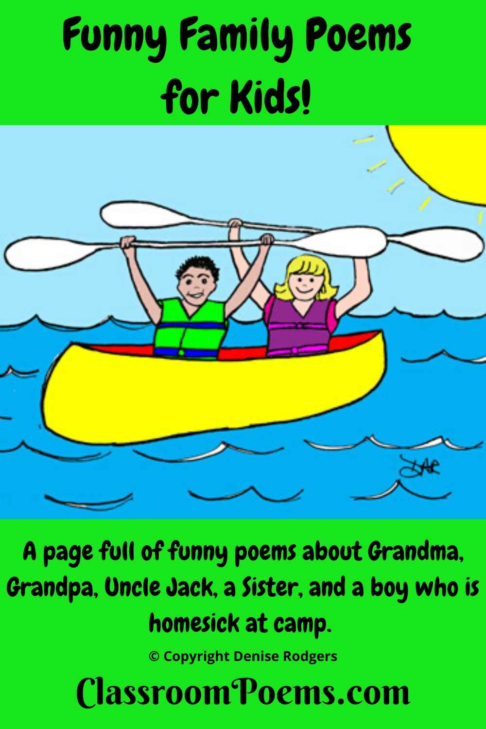 HOMESICK at summer camp, a funny family poem by Denise Rodgers at ClassroomPoems.com.