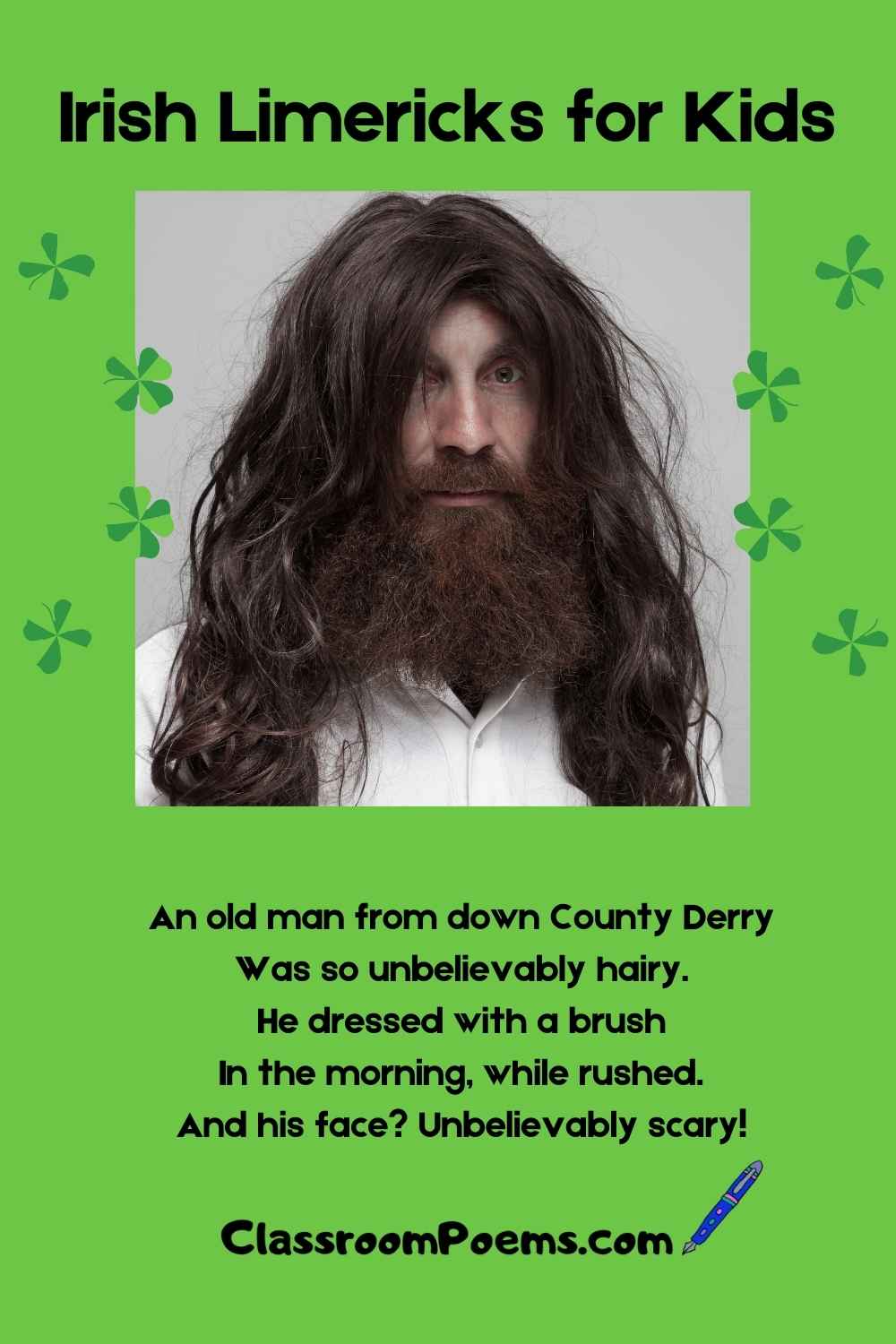 Irish Limericks for kids on ClassroomPoems.com.