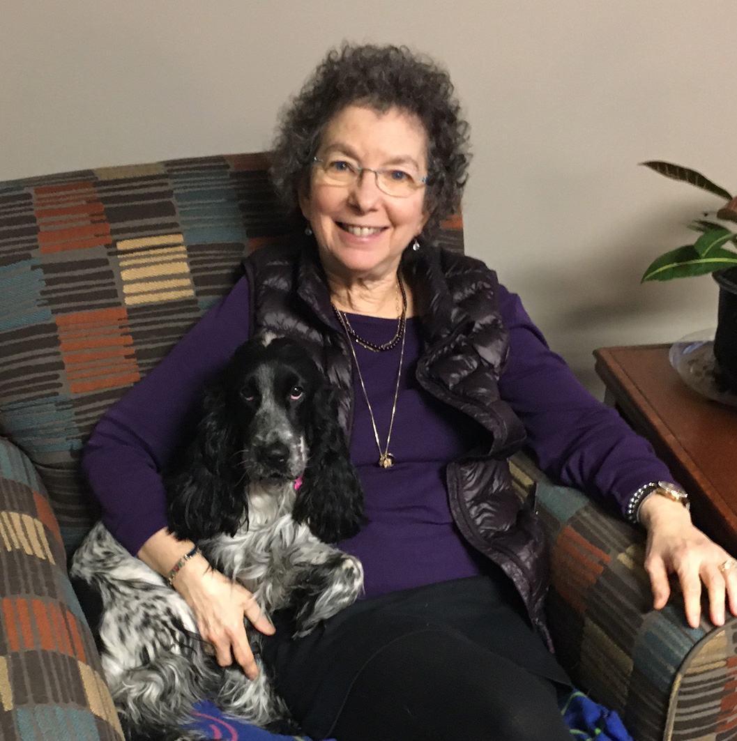 Denise Rodgers, The Poetry Lady of ClassroomPoems.com with her dog Rosie.