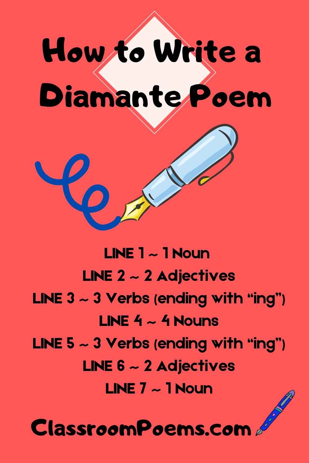 Learn how to write a diamante poem. It's simple form is a creative challenge for budding poets.