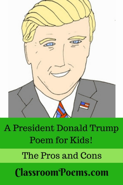Donald Trump drawing and poem. Donald Trump cartoon drawing.