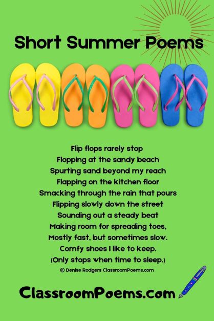 Summer poem about flip flops by Denise Rodgers on ClassroomPoems.com.