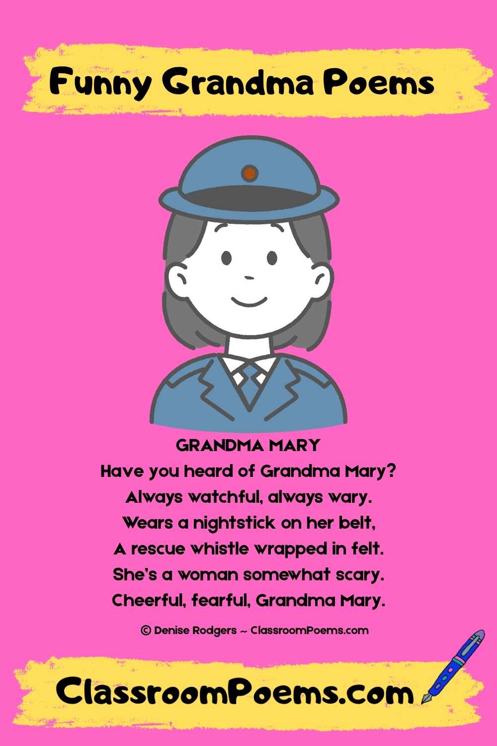 A short grandmother poem by Denise Rodgers on ClassroomPoems.com.