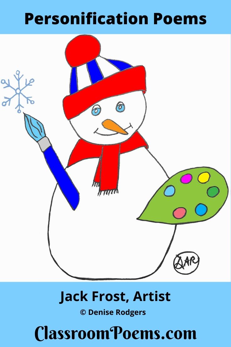 Snowman with paint palette drawing