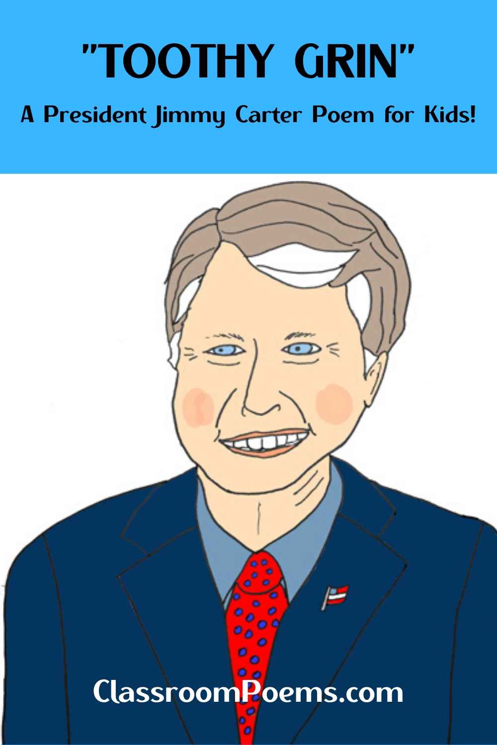 Jimmy Carter poem for kids. Jimmy Carter drawing. Jimmy Carter cartoon.