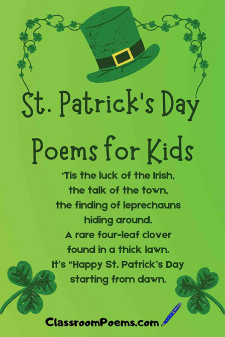 St. Patrick's Day poems, St. Patrick's Day poems for kids, St Patricks Day poems, St Patricks Day poems for kids, St. Pattie's Day, St. Pattie's Day poem, St Patties Day poem for kids