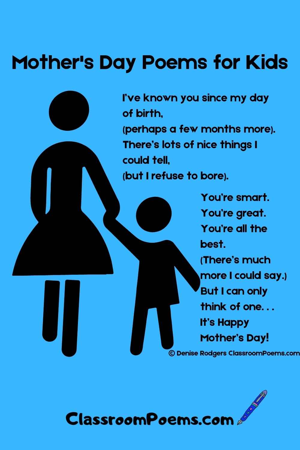 The funny Mothers Day poems and Mom Poems on this page are perfect for sharing with your mom or grandma.
