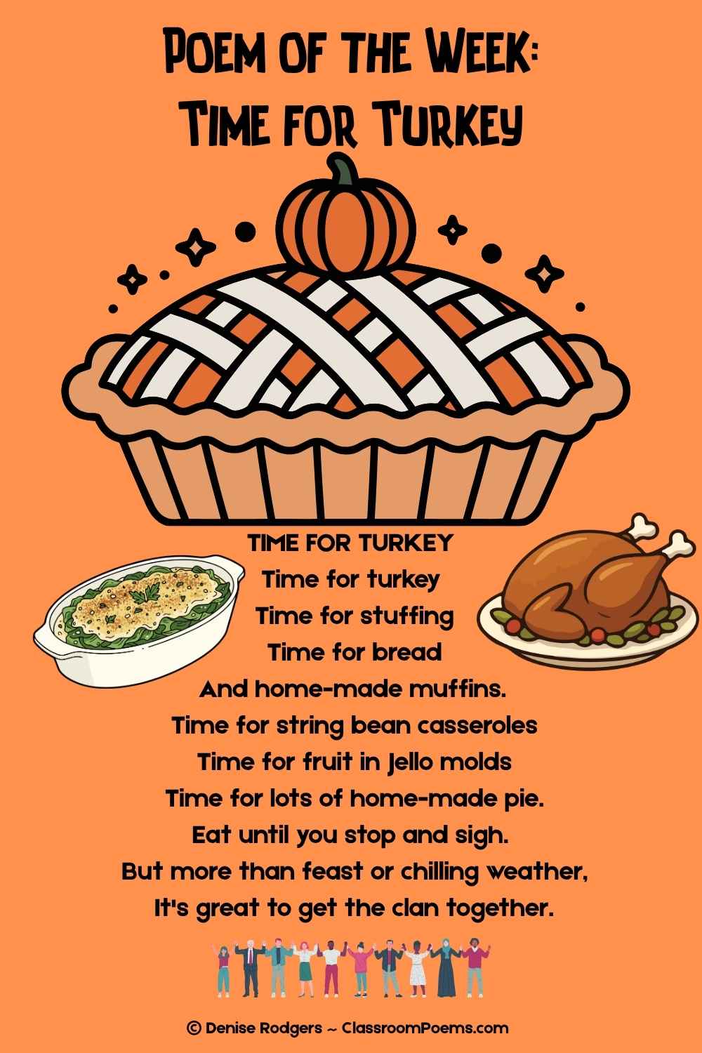 TIME FOR TURKEY, a Thanksgiving poem of the week by Denise Rodgers on ClassroomPoems.com.