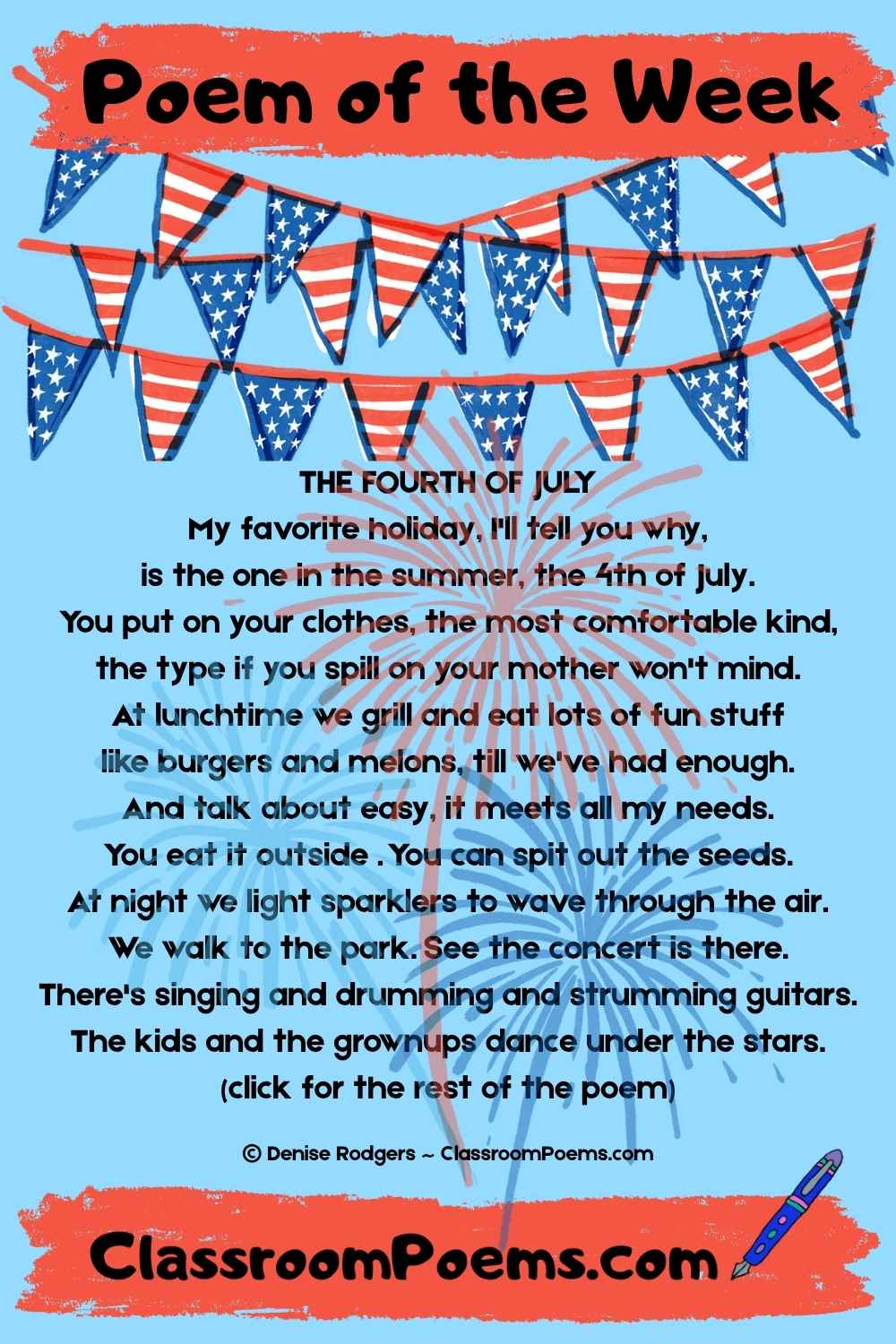 Enjoy a Poem of the Week by Denise Rodgers on ClassroomPoems.com