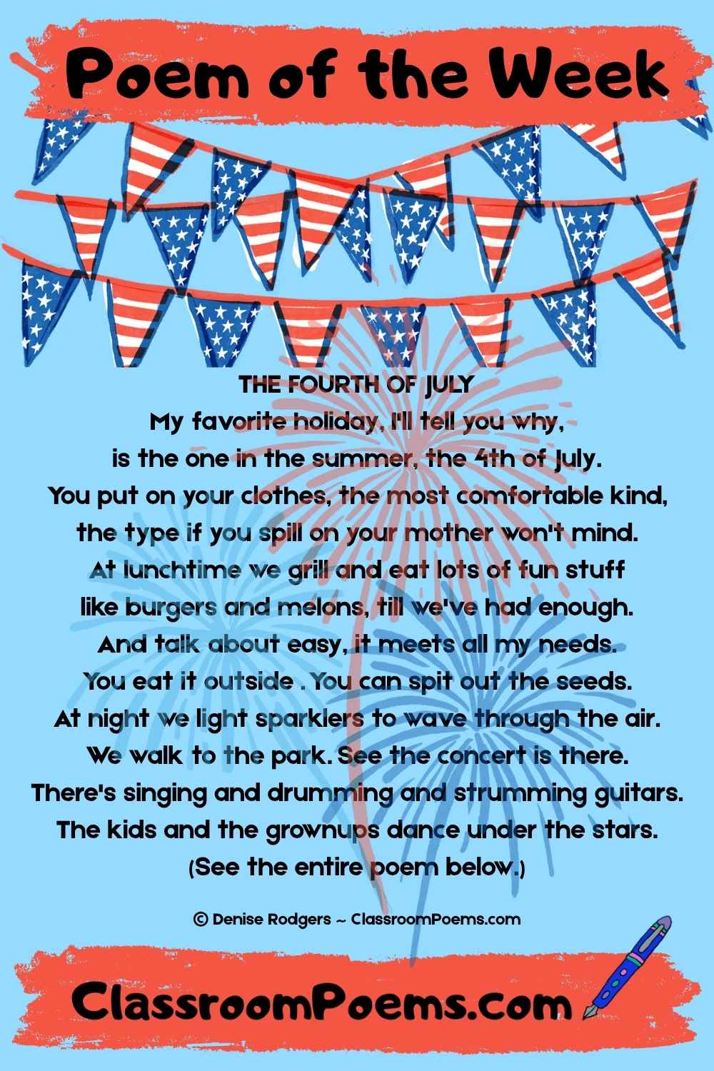 Enjoy a Poem of the Week by Denise Rodgers on ClassroomPoems.com