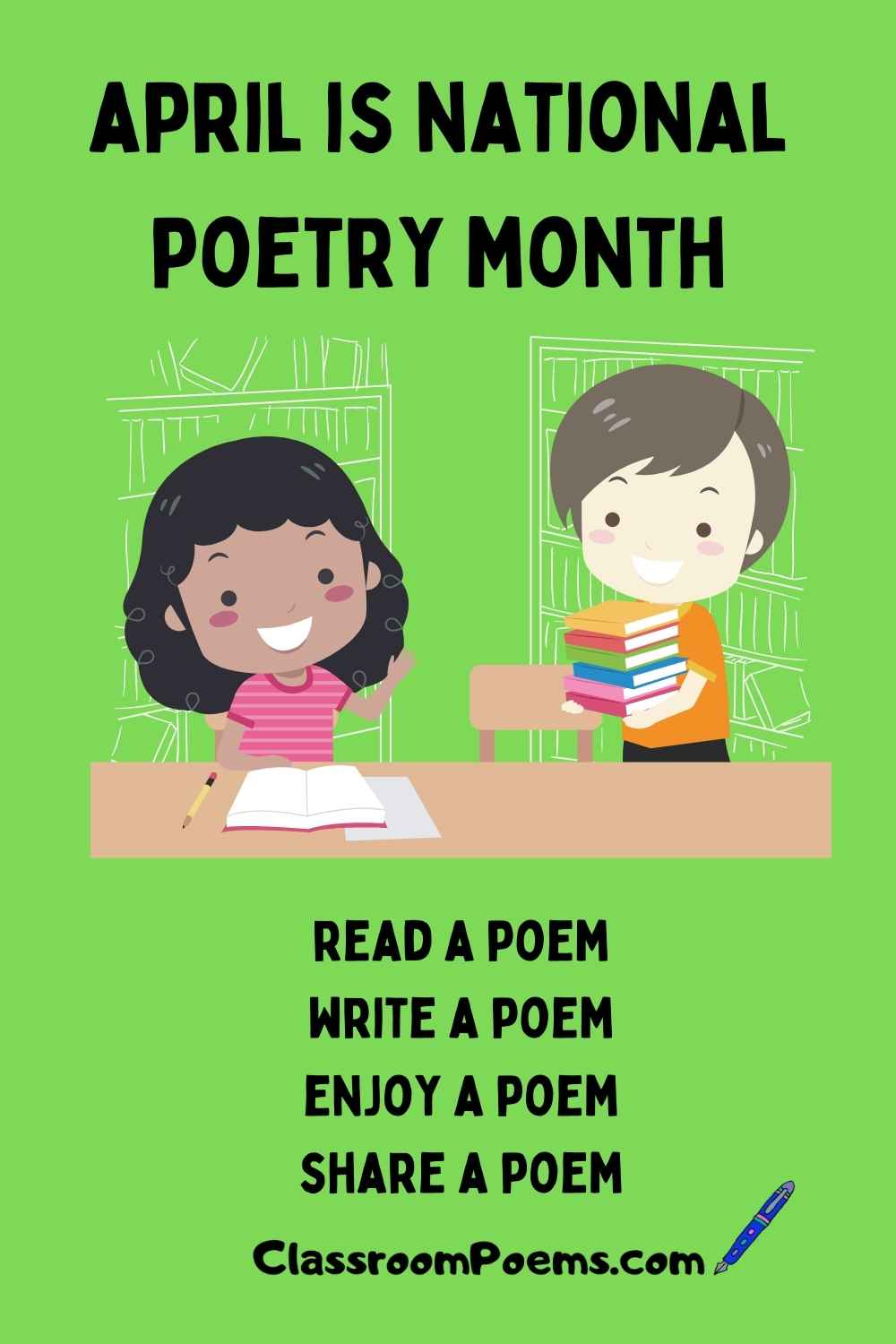 April is Poetry Month, Share a poem for poetry month, national poetry month, classroompoems.com