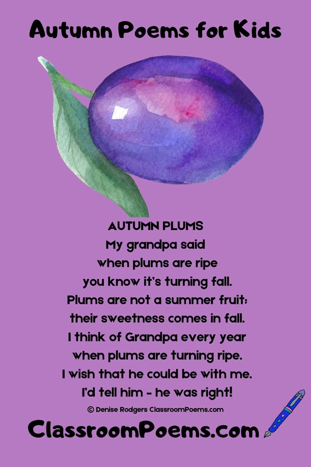 Autumn poems for kids by Denise Rodgers on ClassroomPoems.com.