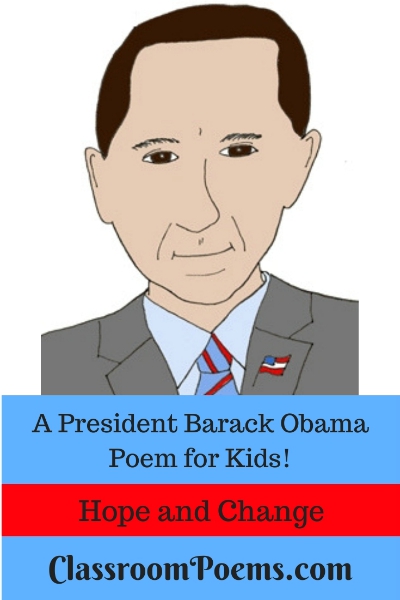 Barack Obama drawing and poem. Barack Obama cartoon drawing.