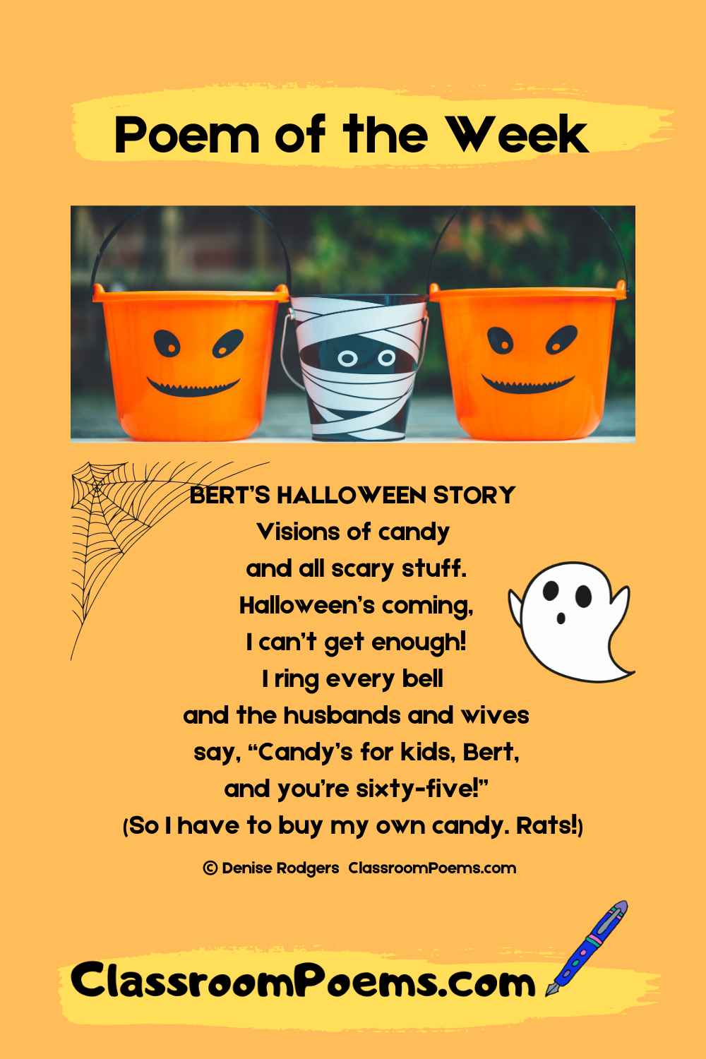 Bert's Halloween, a funny Halloween poem for kids by Denise Rodgers on ClassroomPoems.com.