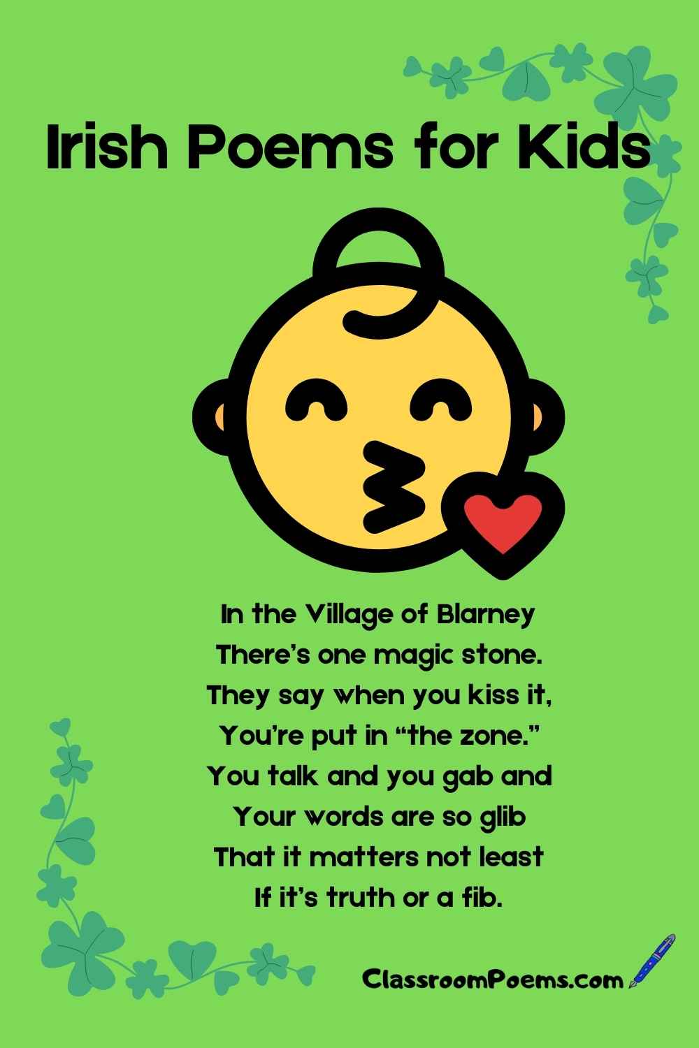 Funny Irish poems have a special appeal to all genuine and honorary Irish people.  Is it the leprechaun?  The four-leaf clover? The blarney?  Come on down and enjoy these funny Irish poems.