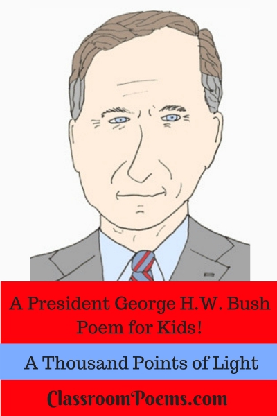 George H W Bush drawing and poem. George H.W. Bush cartoon drawing.