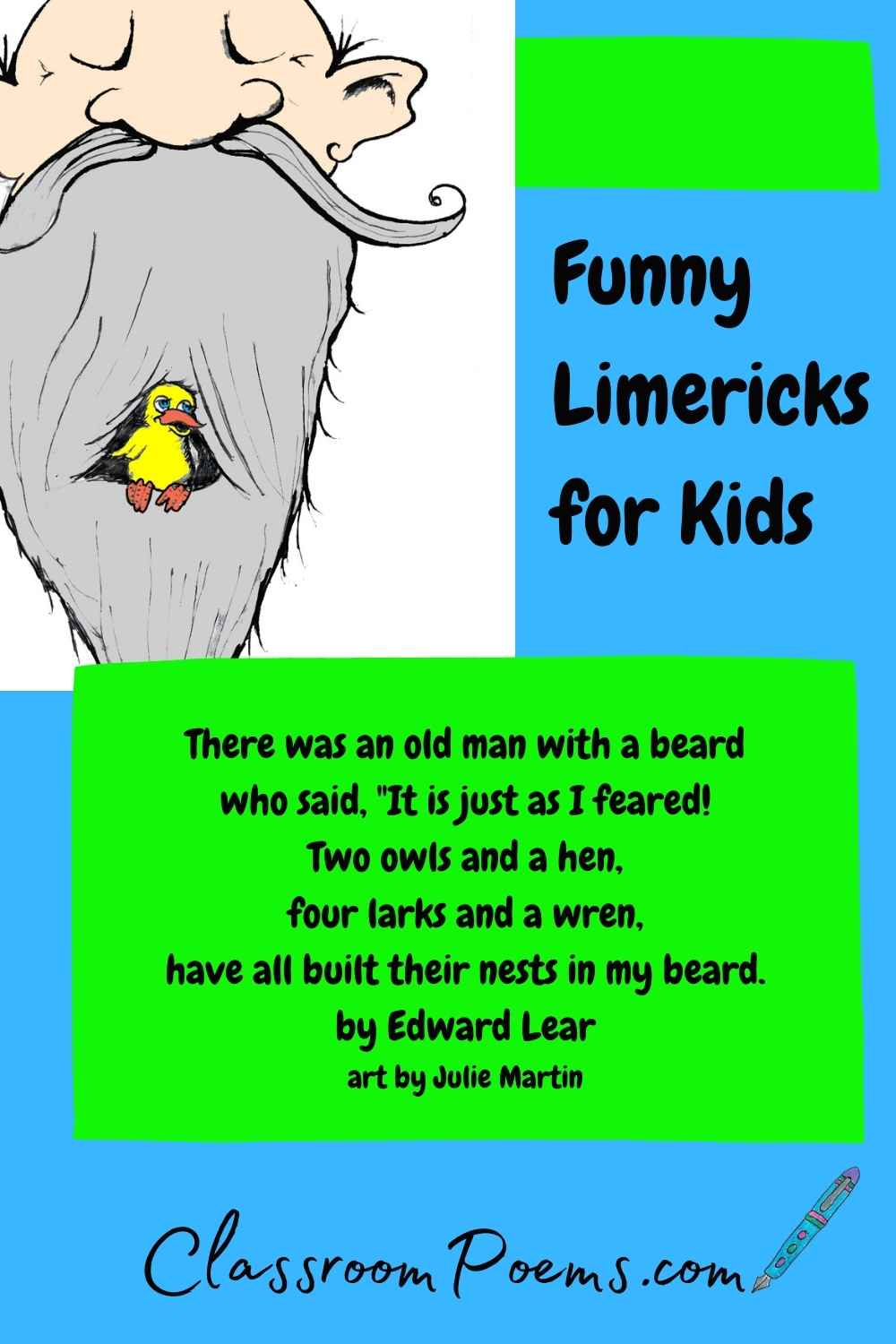 Funny Limerick poems on ClassroomPoems.com.