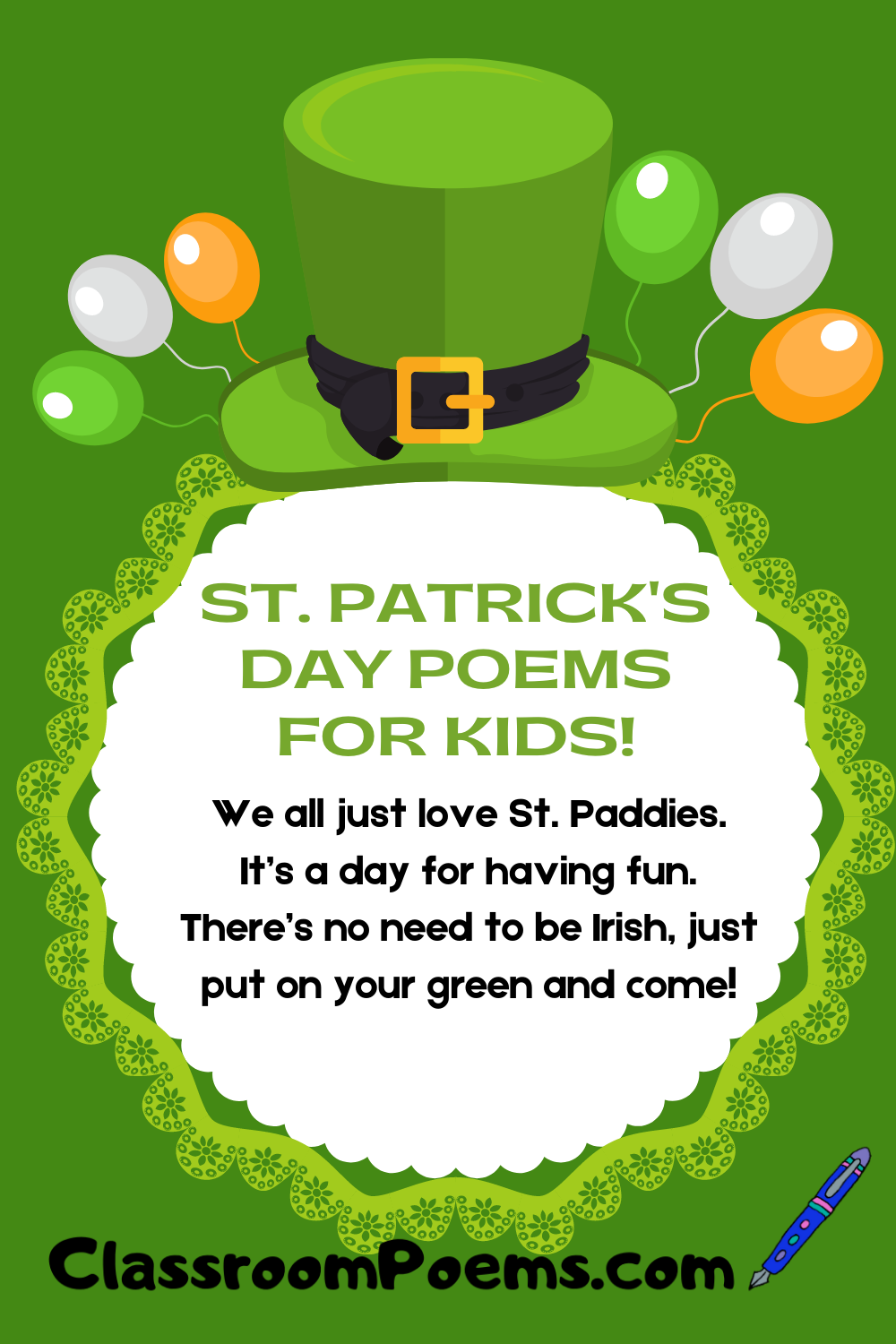 St. Patrick's Day poems, St. Patrick's Day poems for kids, St Patricks Day poems, St Patricks Day poems for kids, St. Pattie's Day, St. Pattie's Day poem, St Patties Day poem for kids