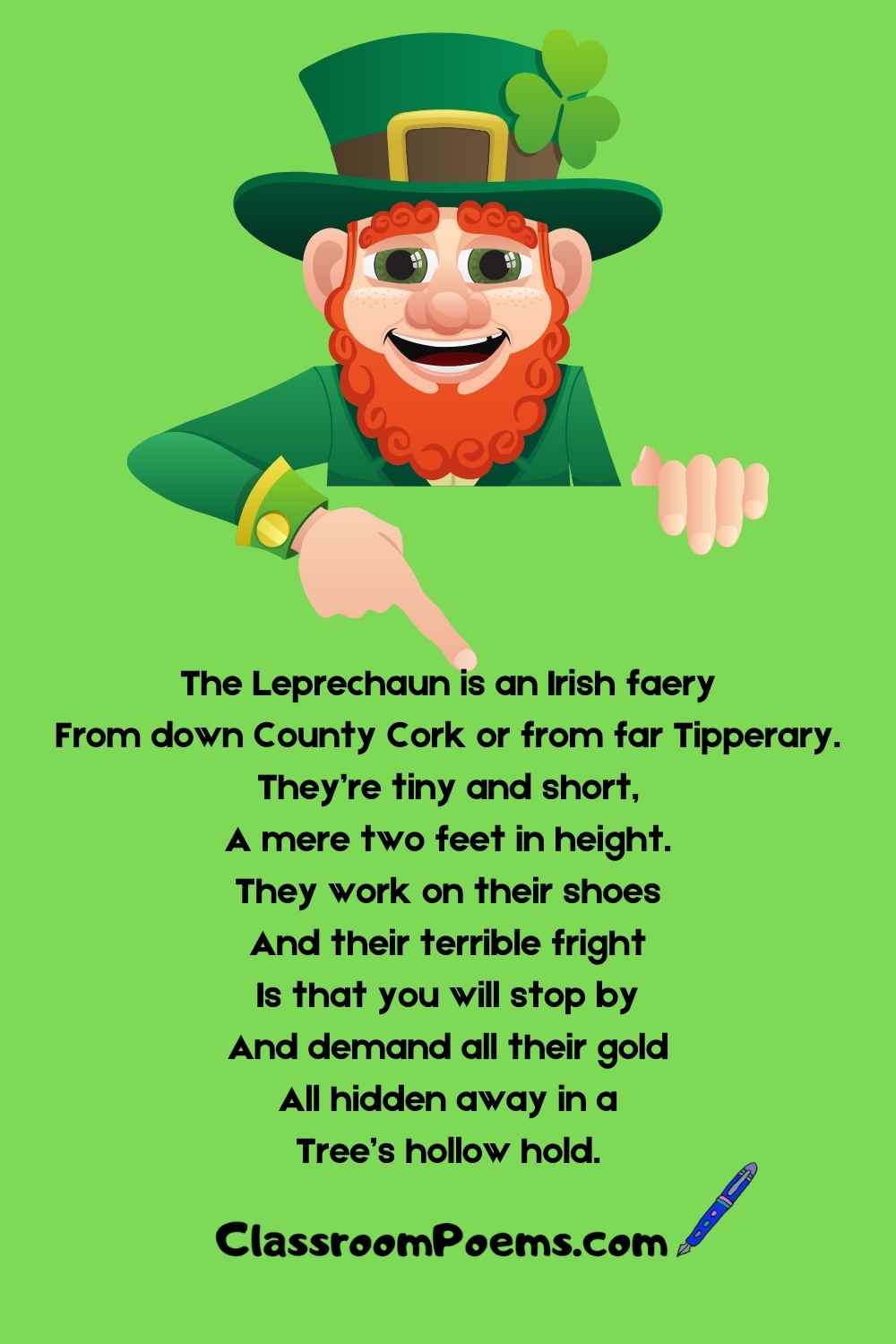 Irish poems for kids on ClassroomPoems.com.
