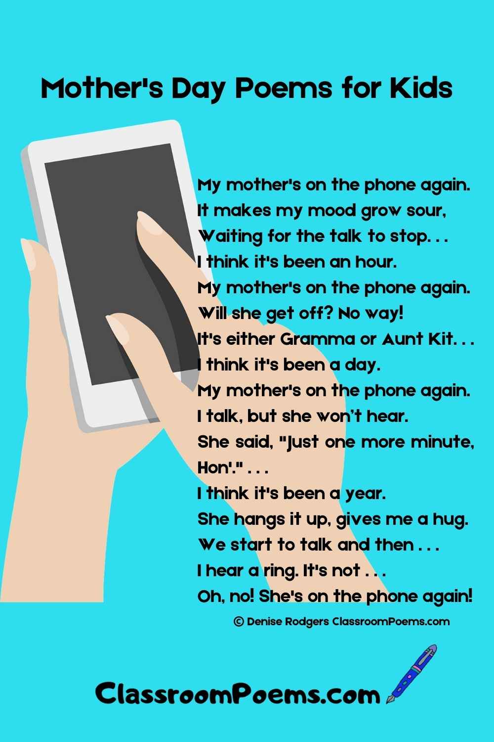 Mothers Day poems for kids by Denise Rodgers on ClassroomPoems.com.