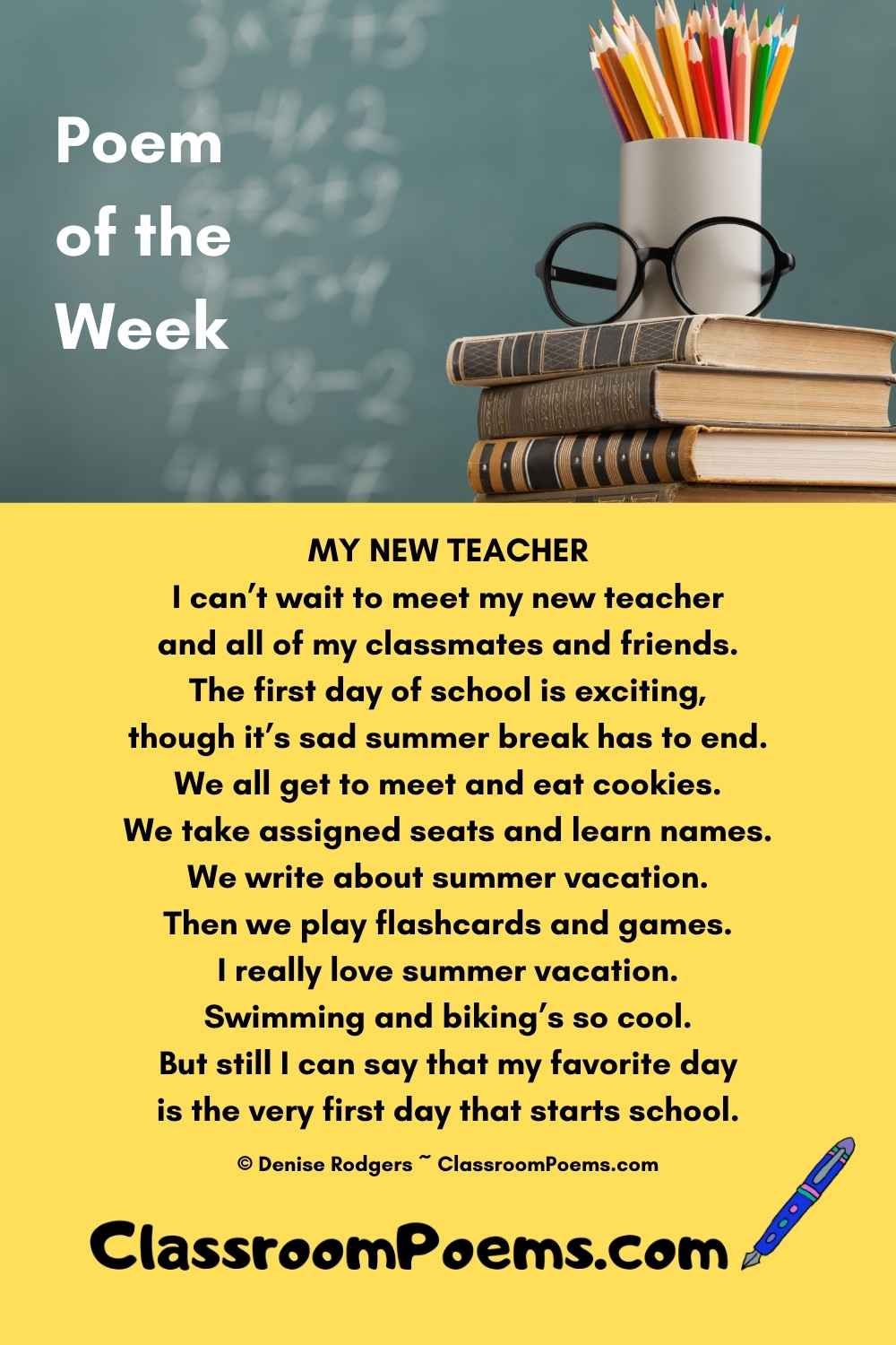 Enjoy a Poem of the Week by Denise Rodgers on ClassroomPoems.com