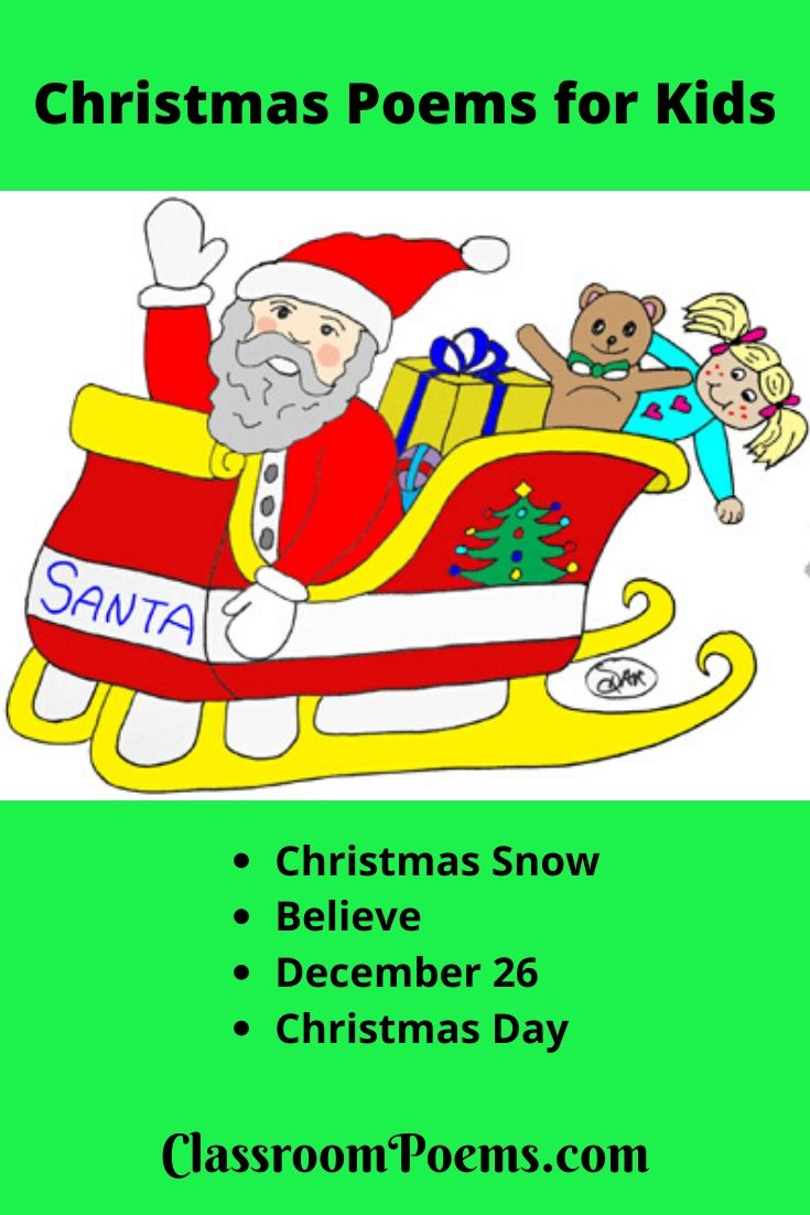 Santa and toys drawing Christmas poems for kids