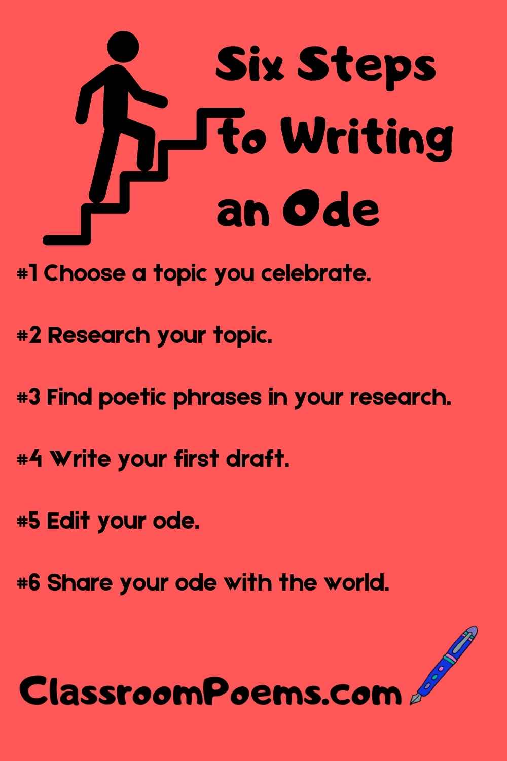 How to write an Ode Poem by Denise Rodgers on ClassroomPoems.com.