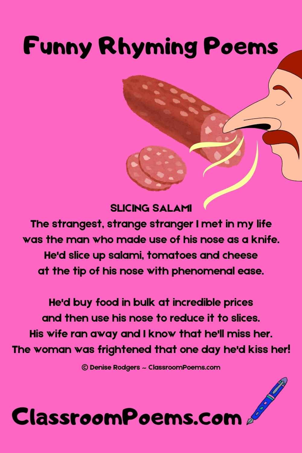 HIS LOOK IS WILD, a funny rhyming poem by Denise  Rodgers on ClassroomPoems.com.