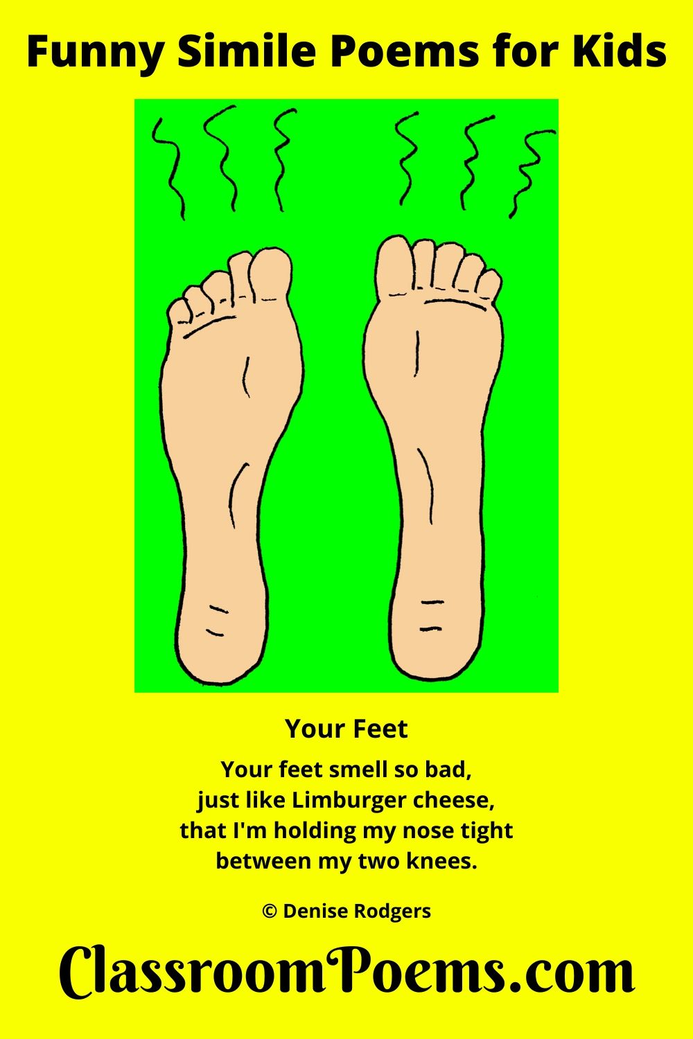Stinky feet. Stinky feet simile poem for kids.