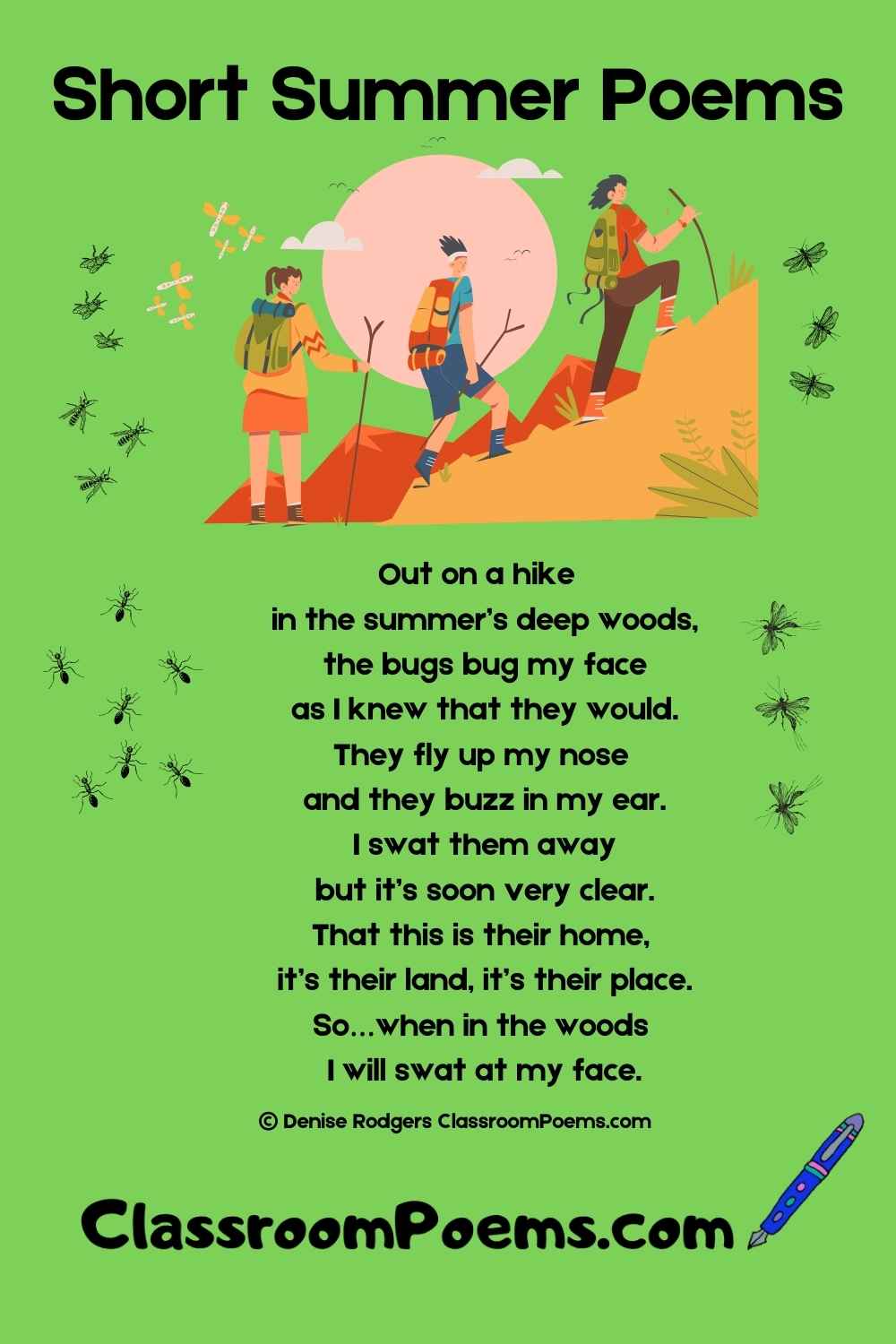 Summer poem about hiking by Denise Rodgers on ClassroomPoems.com.