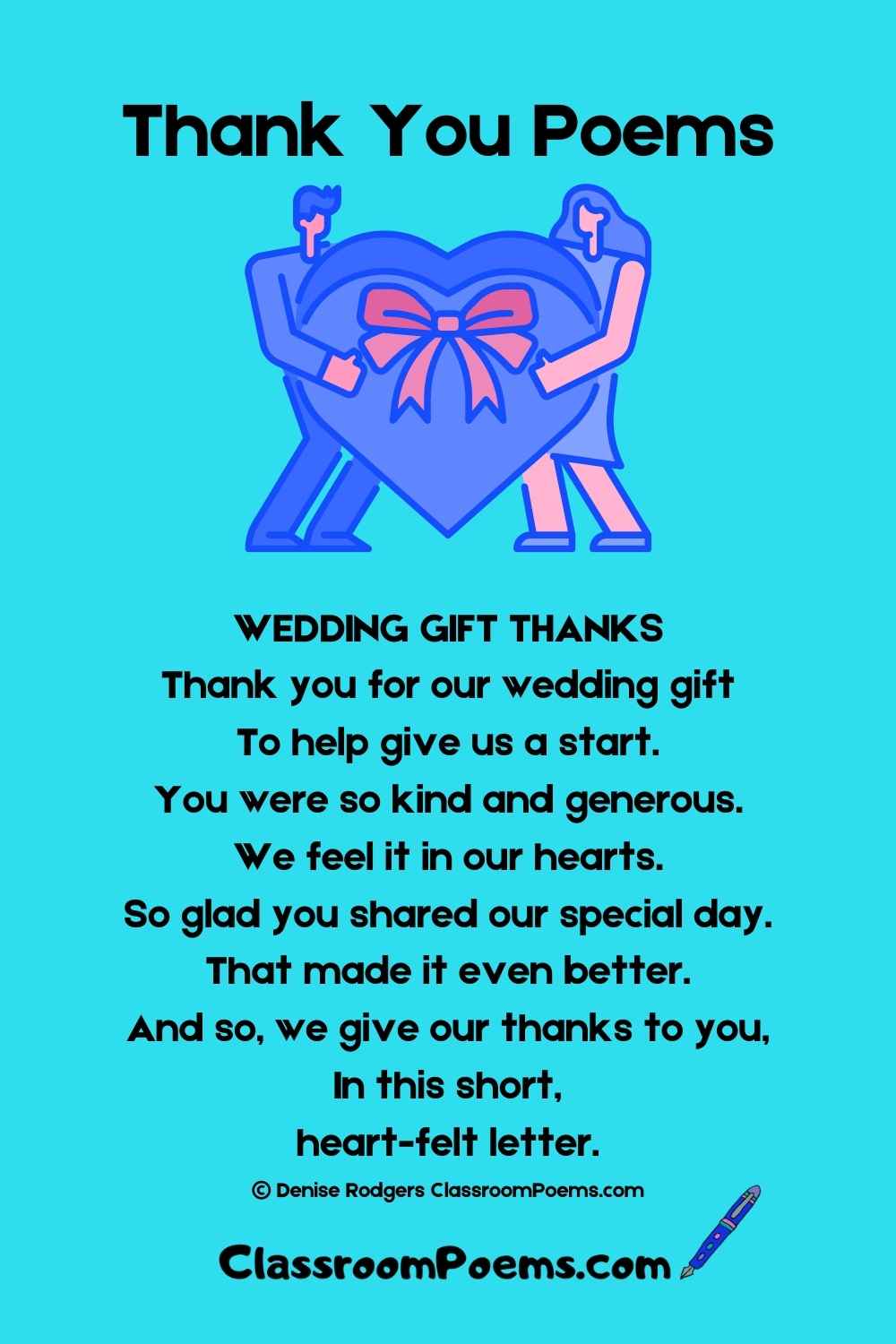 Thank You poem for wedding gift.