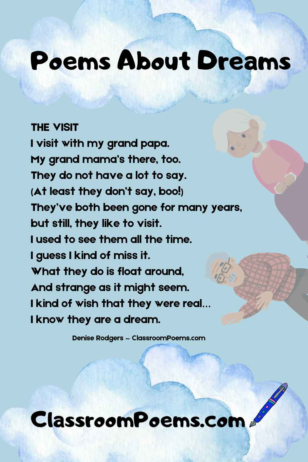 THE VISIT, a poem about dreams by Denise Rodgers on ClassroomPoems.com.