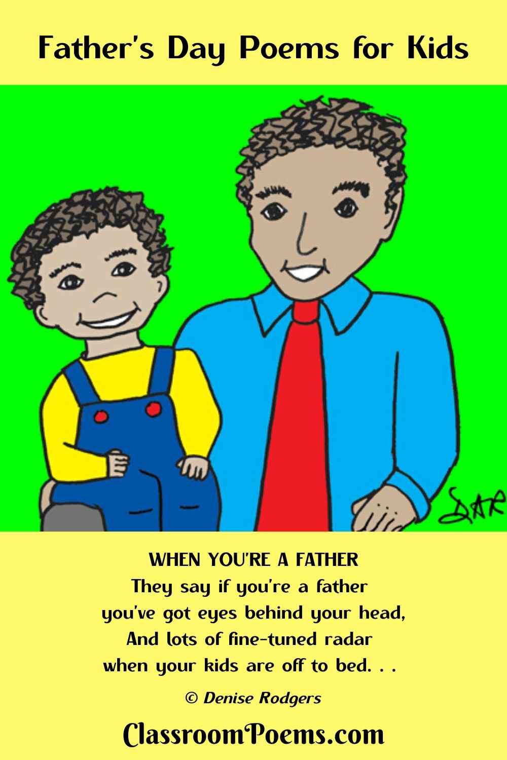 Father and son Father's Day poem for kids by Denise Rodgers on ClassroomPoems.com.