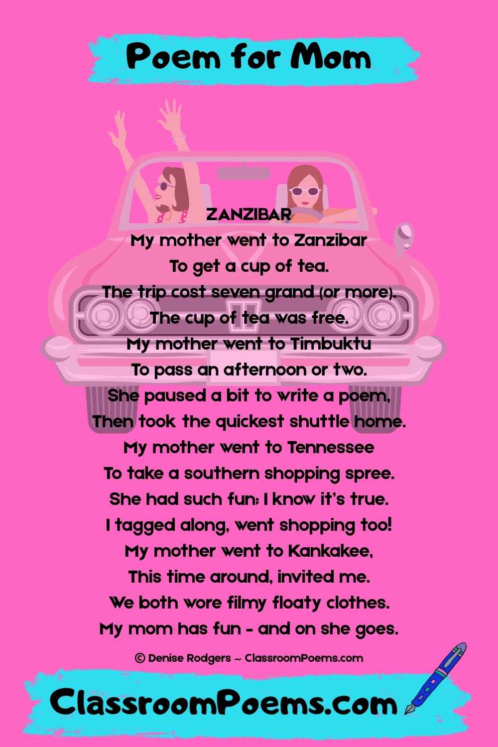 Mothers Day poems for kids by Denise Rodgers on ClassroomPoems.com.